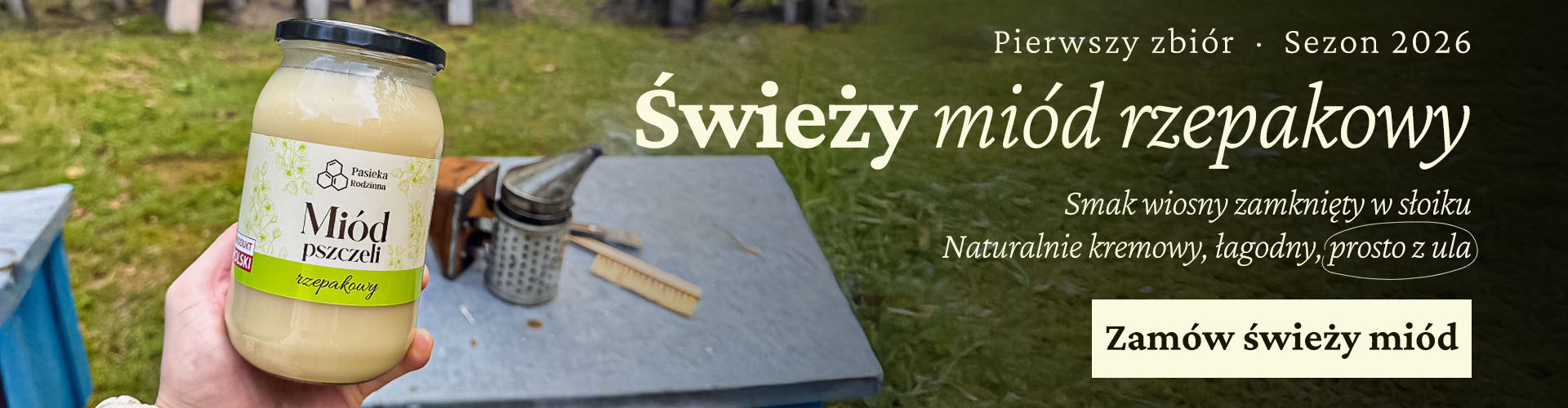 Świeży miód rzepakowy 1150g ze zbiorów 2026