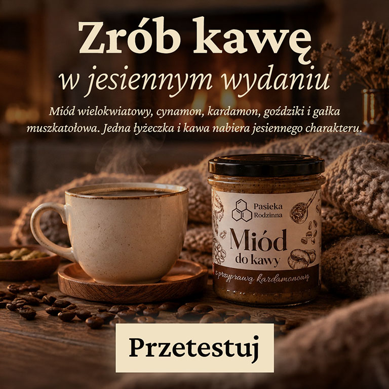 Miód do kawy w jesiennej aranżacji 
