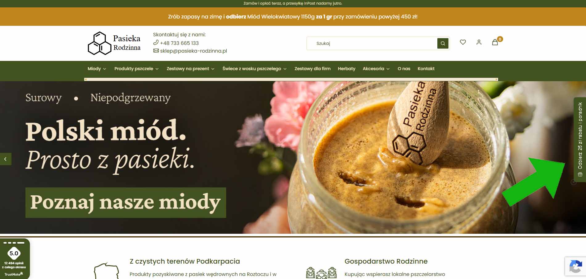 Otwórz okienko zapisu do newslettera na komputerze - Pasieka Rodzinna