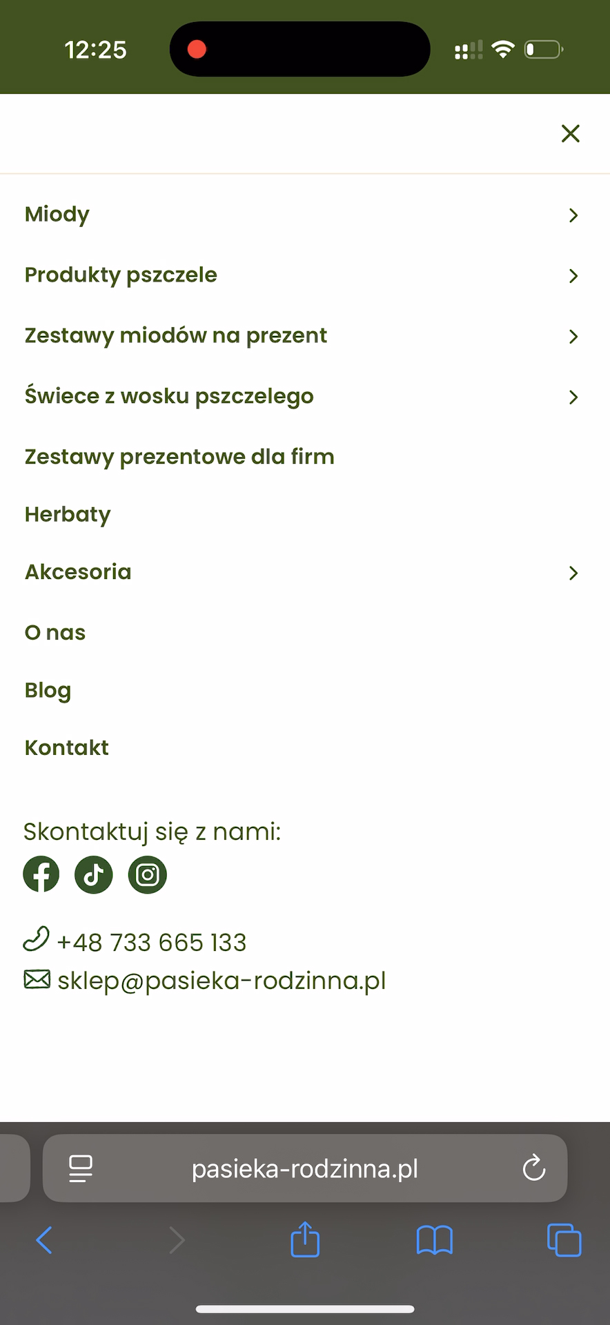 Menu nawigacyjne w naszym sklepie