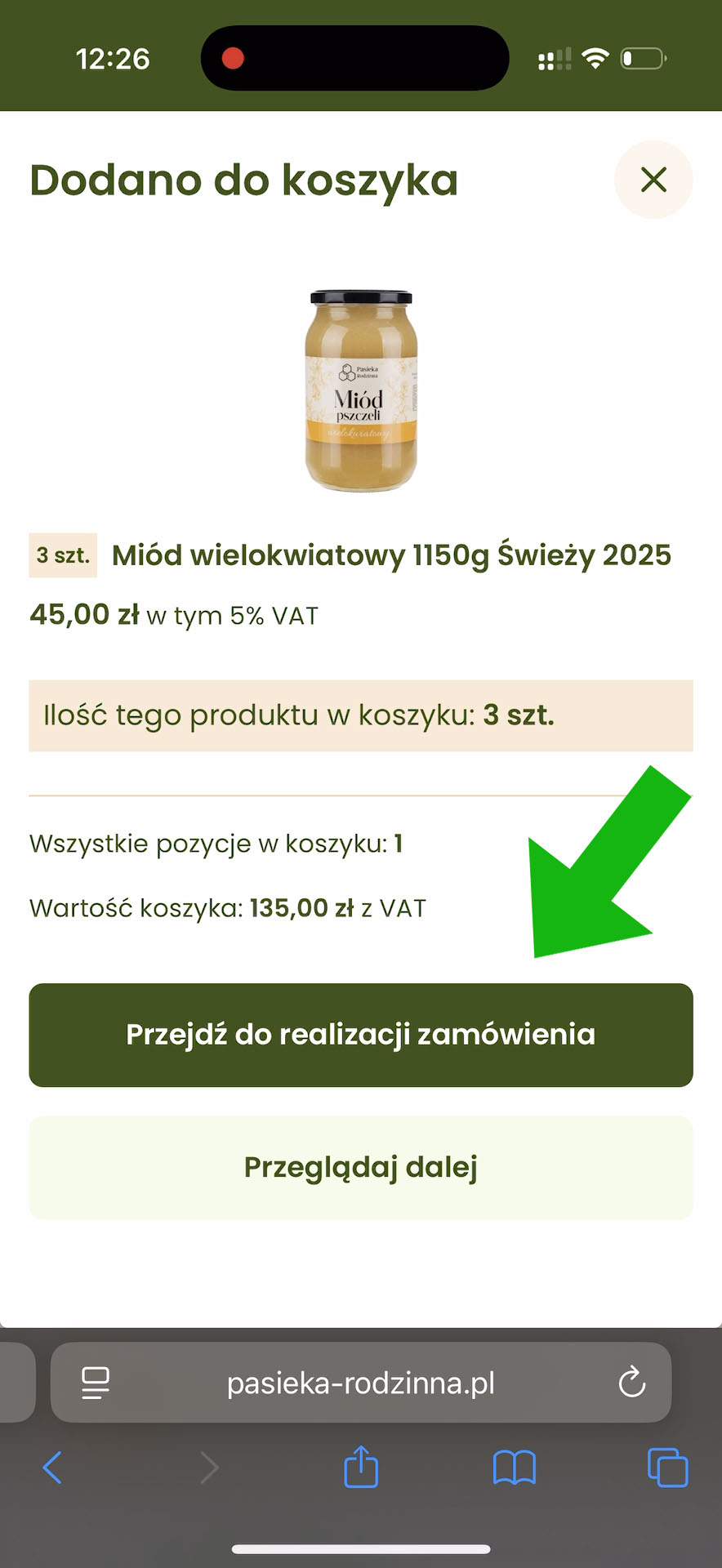 Przejście do finalizacji zamówienia w koszyku