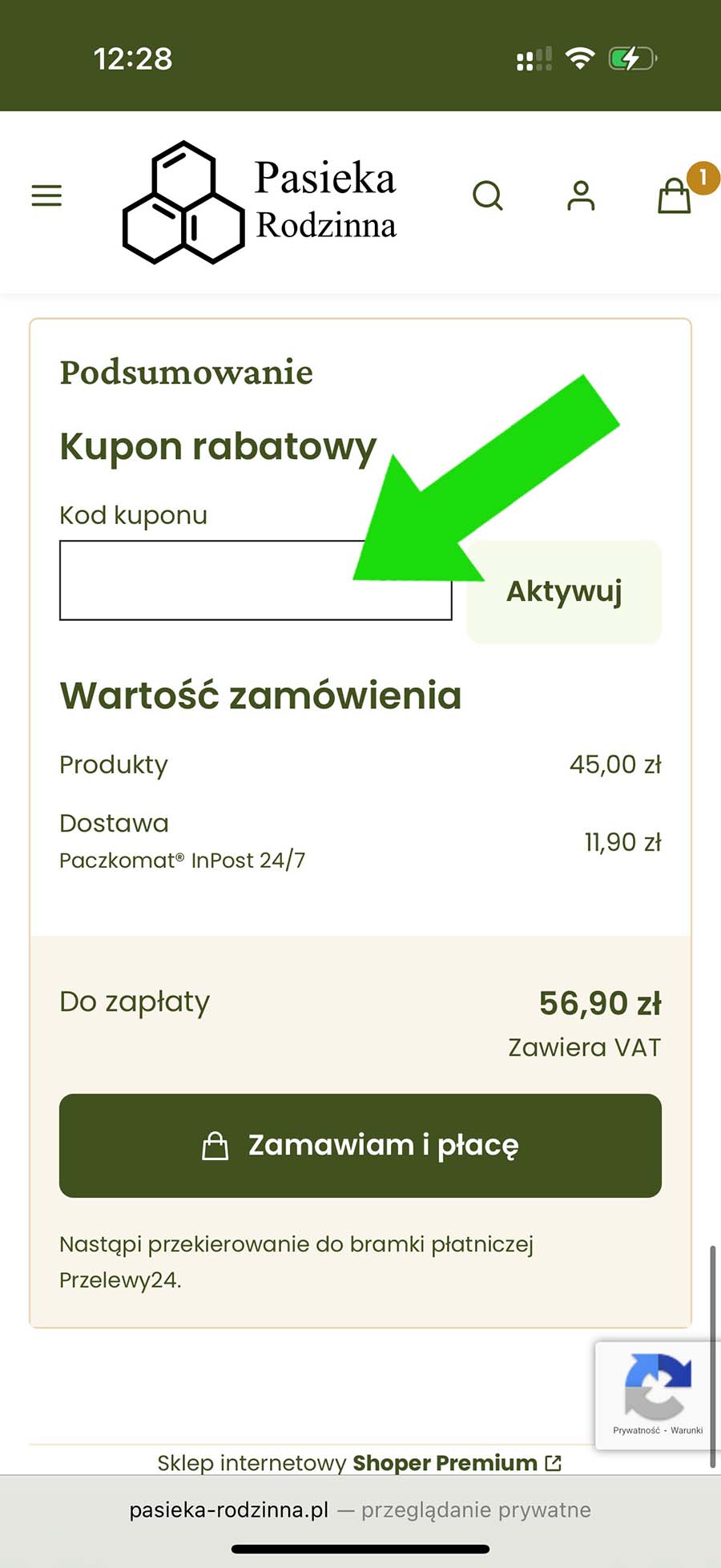 Gdzie wpisać kod rabatowy - Pasieka Rodzinna